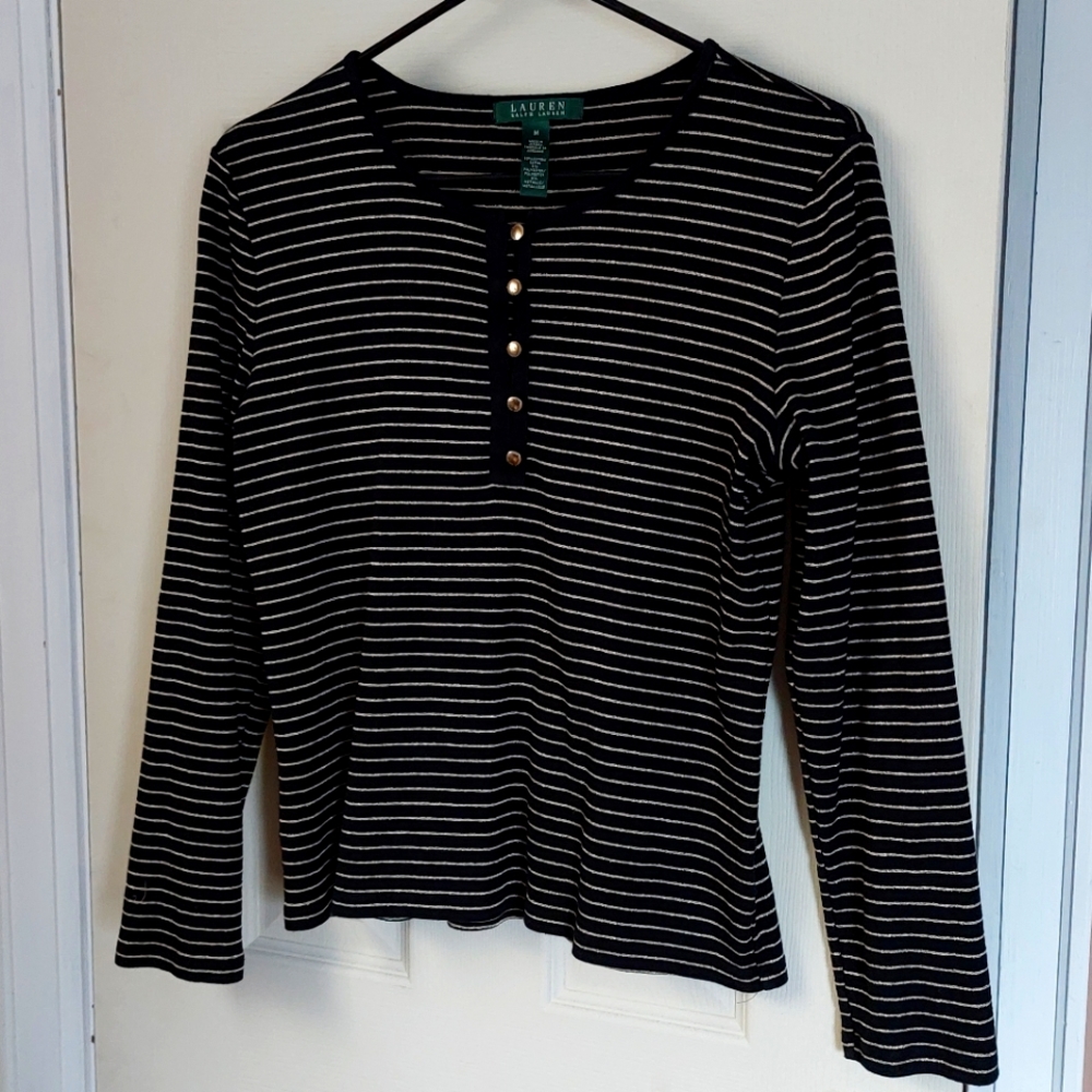Ralph Lauren gold striped long sleeve tee